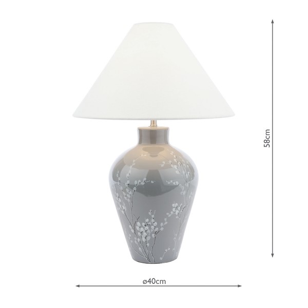 (image for) Laura Ashley Pussywillow Table Lamp Grey Ceramic and Polished Nickel With Shade